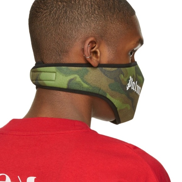 Brand New PALM ANGELS Green Camo Logo Mask BNIB - Picture 3 of 11